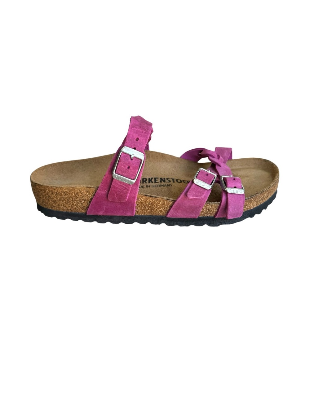 🆕 Birkenstock Franca Braided Fuchsia Oiled Leather Sandal Slides - Picture 5 of 9